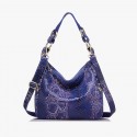 Serpentine Print Leather Shoulder Handbag