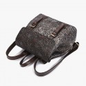 Embossed Flower Vintage Leather Backpacks