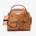 Leather Shoulder Double Zipper Handbag