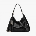 Crocodile Pattern Leather Shoulder Handbag